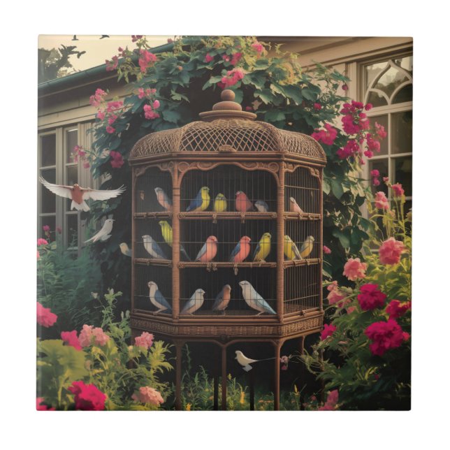 Shabby Chic Birdcage Keramik Tile Fliese (Vorderseite)