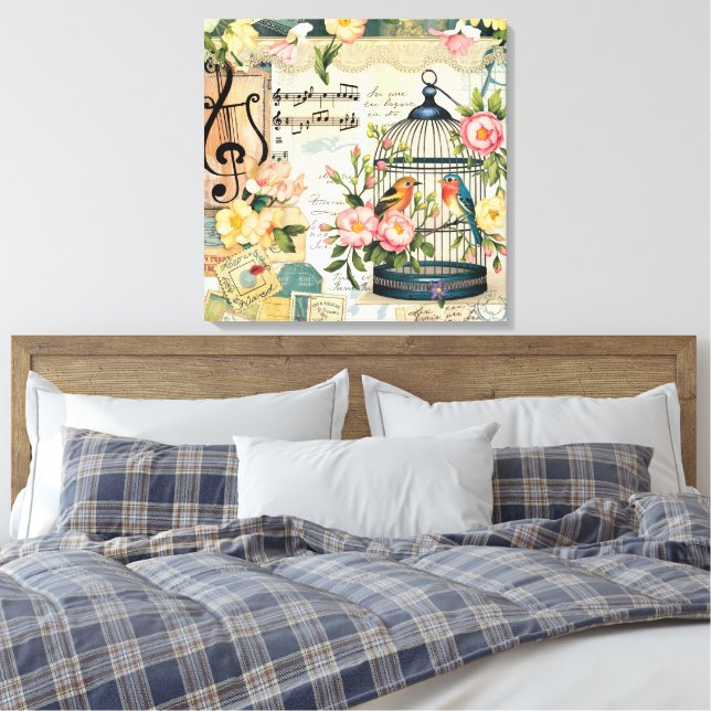 Shabby Chic Birdcage Leinwand Kunst (Insitu (Schlafzimmer))