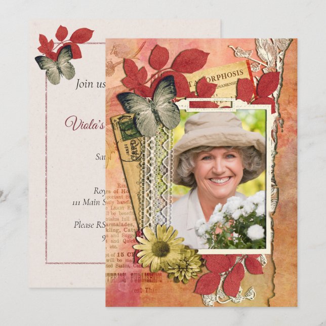 Shabby Chic Birthday Party Einladung (Vorne/Hinten)