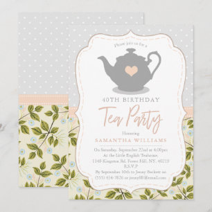 Shabby Chic Birthday Tea Party Einladung
