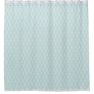 Shabby Chic Blau & Türkis Damast mit Schleifen & S Duschvorhang