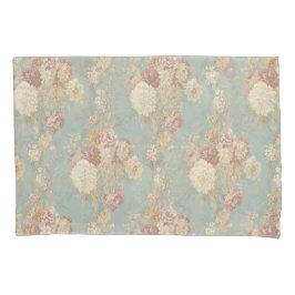 Shabby Chic Blau Weiß und Gelb Blüten Kissenbezug