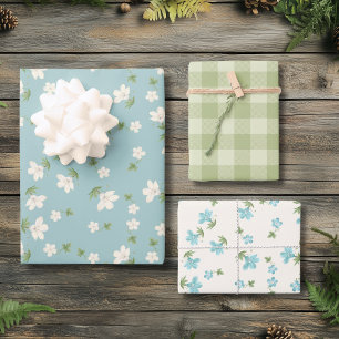 Shabby Chic Blaue Ditsy Blumengestaltung Cottageco Geschenkpapier Set