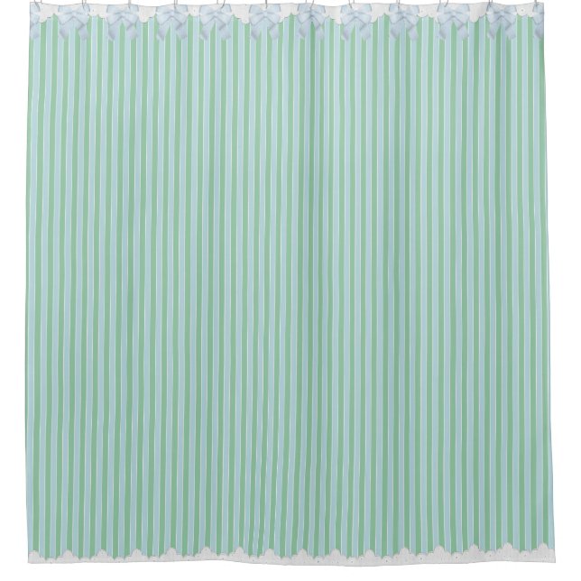 Shabby Chic-blaue u. aquamarine gestreifte w-Bögen Duschvorhang (Vorderseite)