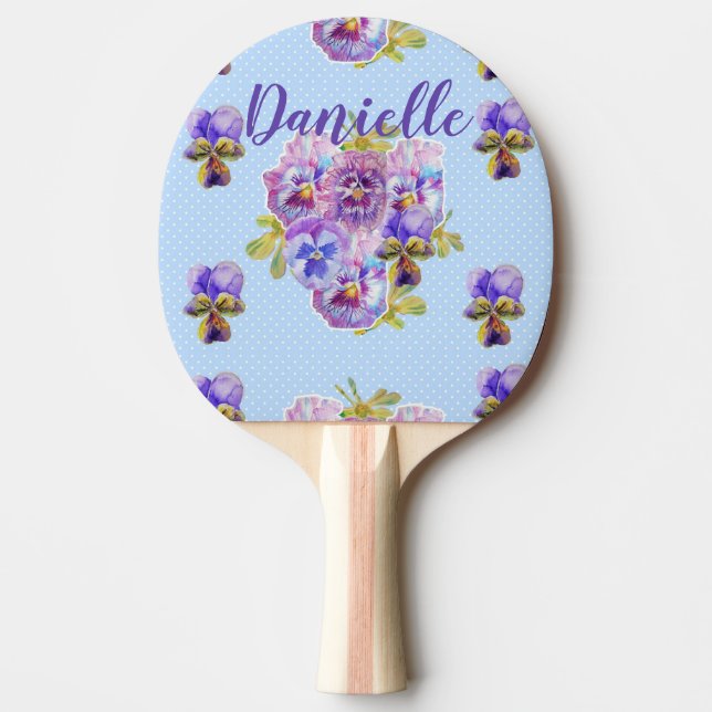 Shabby Chic Blauer Blumen Blumenmuster Ping Pong P Tischtennis Schläger (Vorderseite)