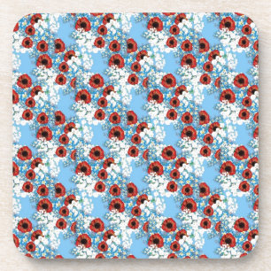 Shabby Chic blauer Blumendruck Blume von Leah G Untersetzer