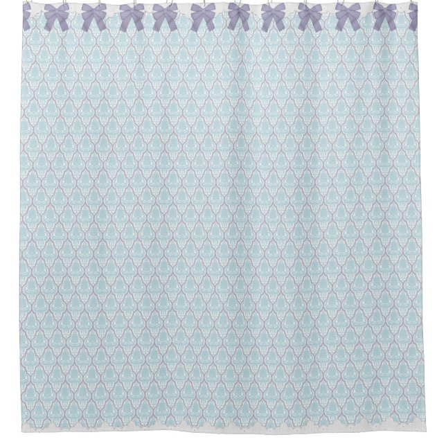 Shabby Chic-blauer u. lila Damast w beugt u. Duschvorhang (Vorderseite)