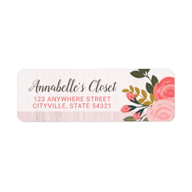 Shabby Chic Bloral Rose Rosa Rücksendeadresse (Vorne)