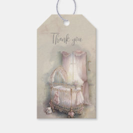 Shabby Chic Blue Baby Crib Gift Tags Geschenkanhänger