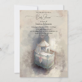Shabby Chic Blue Baby Crib Kinderdusche Einladung