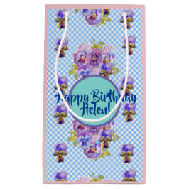 Shabby Chic Blue Gingham Blume Blumenbeutel Kleine Geschenktüte