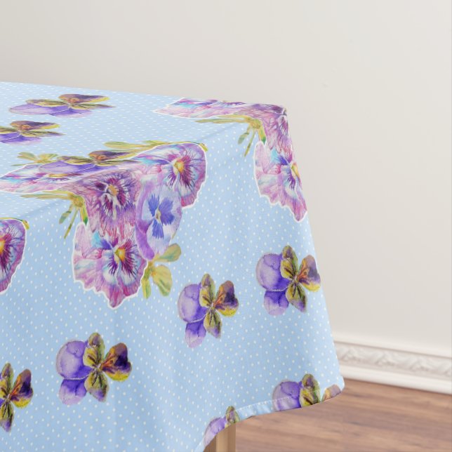 Shabby Chic Blue Pansy Floral Ditsy Nappe (In Situ)