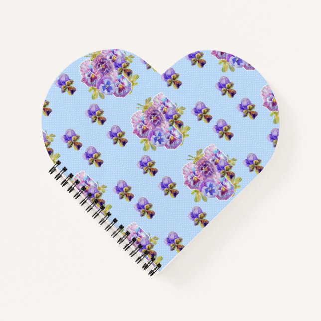 Shabby Chic Blue Pansy Floral Dot Ladys Notebook Notizbuch (Vorderseite)