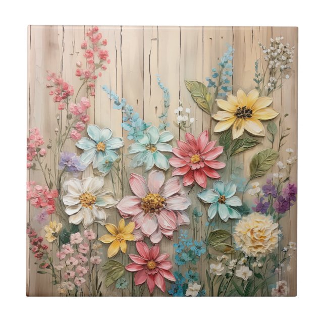 Shabby Chic-Blume Fliese (Vorderseite)