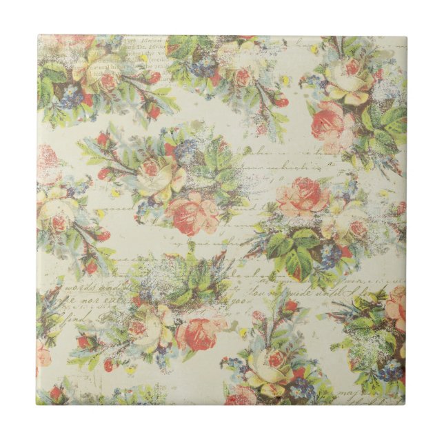 Shabby Chic Blumenfliese Fliese (Vorderseite)