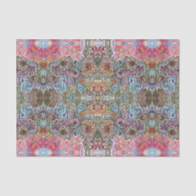 Shabby Chic Blumengarten Aquarellbilder Seidenpapier (Vorderseite)