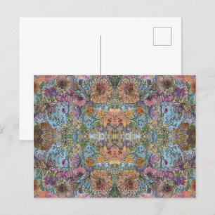 Shabby Chic Blumengarten Aquarellmalerei Postkarte