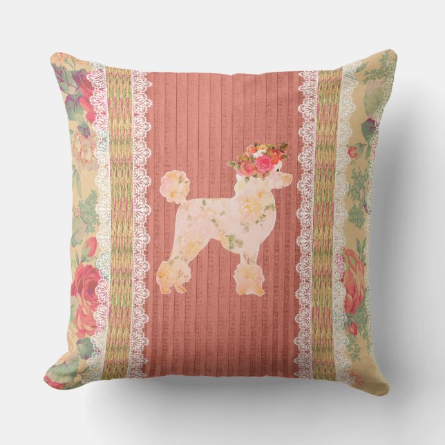 Shabby Chic Blumenkohl mit Rose Kissen (Vorderseite)