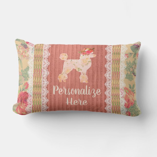 Shabby Chic Blumenkohl mit Rose Lendenkissen (Vorderseite)