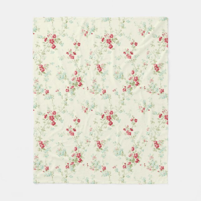 Shabby Chic Blumenmuster Fleecedecke (Vorderseite)