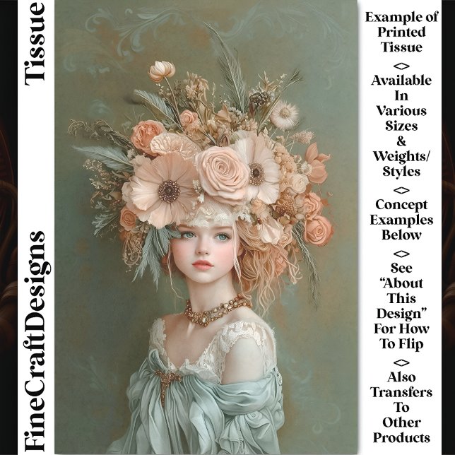 Shabby Chic Blumenportrait, Peach CN1 Decoupage Seidenpapier (Von Creator hochgeladen)