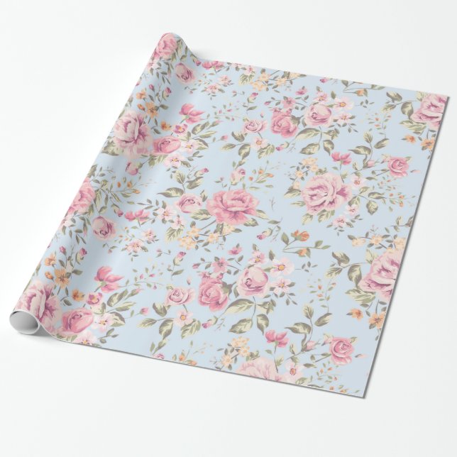 Shabby Chic-Blumenverpackungs-Papier Geschenkpapier (Ungerollt)
