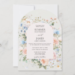 Shabby Chic Blush Blue White Floral Blume Hochzeit Einladung