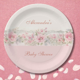 Shabby Chic Blush Pink Bläserndusche Pappteller