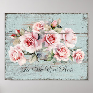 Shabby Chic Blush Rose La Vie En Rose Poster
