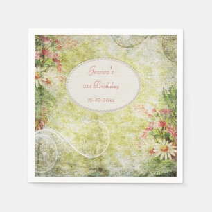 Shabby Chic-Bonbon-21. Geburtstag u. Wildblumen Serviette