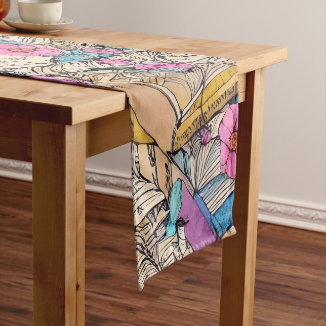 Shabby Chic Book File Illustration Table Runner Kurzer Tischläufer (Beispiel)
