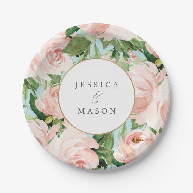 Shabby Chic-Brautparty-Papierplatte Pappteller (Vorderseite)