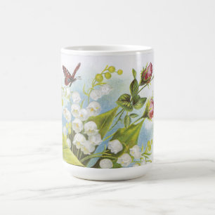 Shabby Chic Butterfly, Rose & Lily of the Valley Kaffeetasse