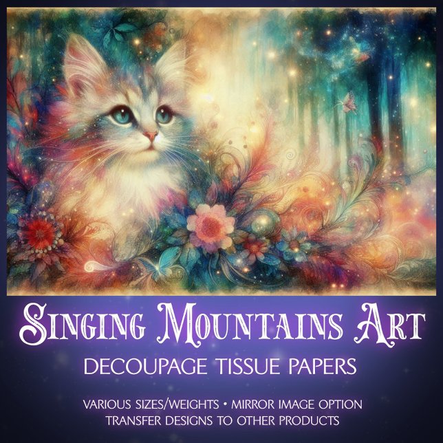 Shabby Chic Cat Among Wildflowers Decoupage  Seidenpapier (Von Creator hochgeladen)