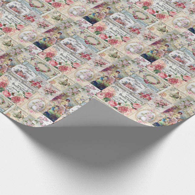 Shabby Chic-Collage, Land viktorianisch, Decopage, Geschenkpapier (Ecke)