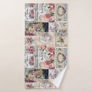 Shabby Chic-Collage, Land viktorianisch, Entkopplu Badehandtuch