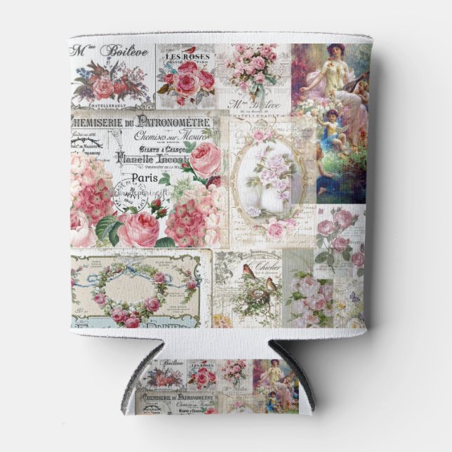 Shabby Chic-Collage, Land viktorianisch, Entkopplu Dosenkühler (Vorderseite)