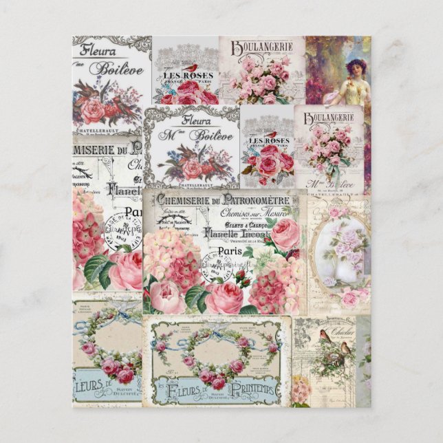 Shabby Chic-Collage, Land viktorianisch, Entkopplu Flyer (Vorne)