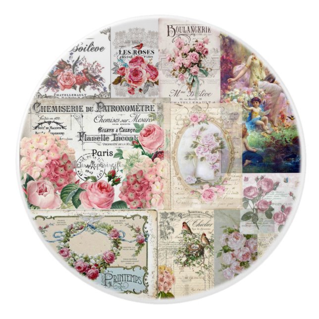 Shabby Chic-Collage, Land viktorianisch, Entkopplu Keramikknauf (Vorderseite)