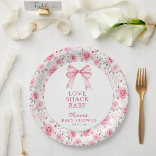 Shabby Chic Coquette Pink Liebe Shack Babydusche Pappteller