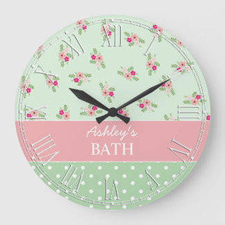 Shabby Chic Country Floral Große Wanduhr