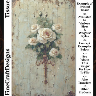 Shabby Chic Creme & Weiße Rosen CW3 Decoupage Seidenpapier