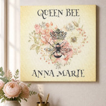 Shabby Chic Crown Bee Personalisiert Canvas Print