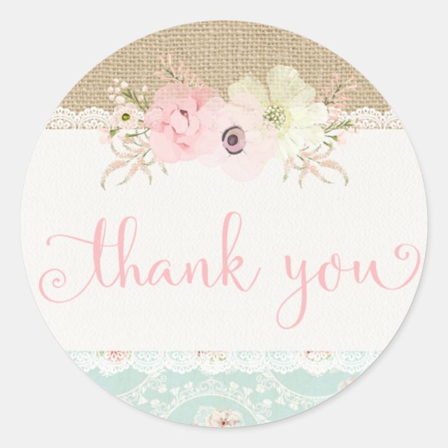 Shabby Chic Dankeschön an Stickers (Vorderseite)