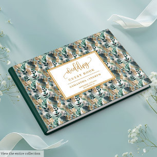 Shabby Chic Dark Green und Gold Wedding Guest Book Gästebuch