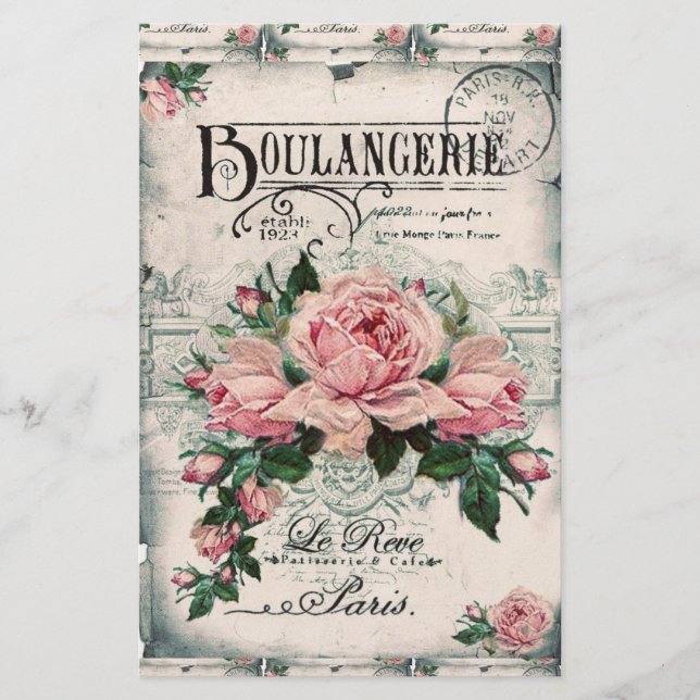 Shabby Chic, Decopage, viktorianisch, französisch  Briefpapier (Vorderseite)