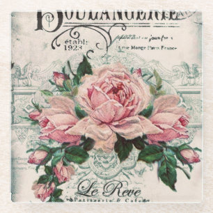 Shabby Chic, Decopage, viktorianisch, französisch Glasuntersetzer