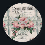 Shabby Chic, Decopage, viktorianisch, französisch  Große Wanduhr<br><div class="desc">Shabby Chic,  Deco,  viktorianisch,  französisch chic,  paris,  Vintage,  belle epoque,  rosa rosen,  collage,  romantisch,  altmodisch,  modern,  zeitlos,  schön,  pastellfarben,  feminin,  mädchenhaft,  niedlich,  florale,  elegant,  natürlich,  cafe paris</div>