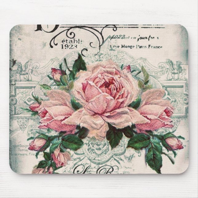 Shabby Chic, Decopage, viktorianisch, französisch  Mousepad (Vorne)