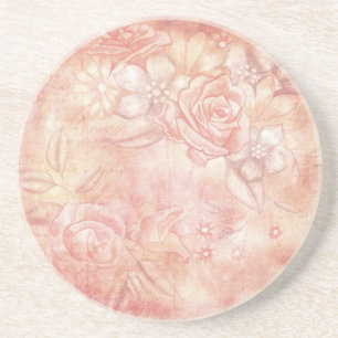 Shabby Chic Dekor Rosa & Pfirsich Blumen Dekupage Getränkeuntersetzer